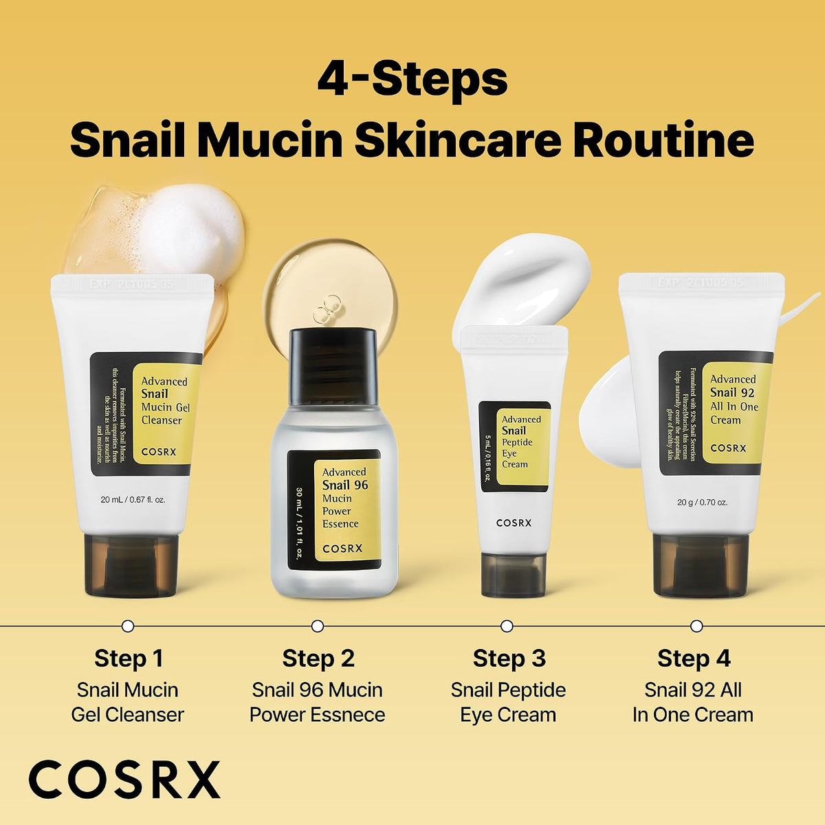 COSRX Todo sobre Snail Mucin Korean Skin Care Set, Mini Travel Esse...