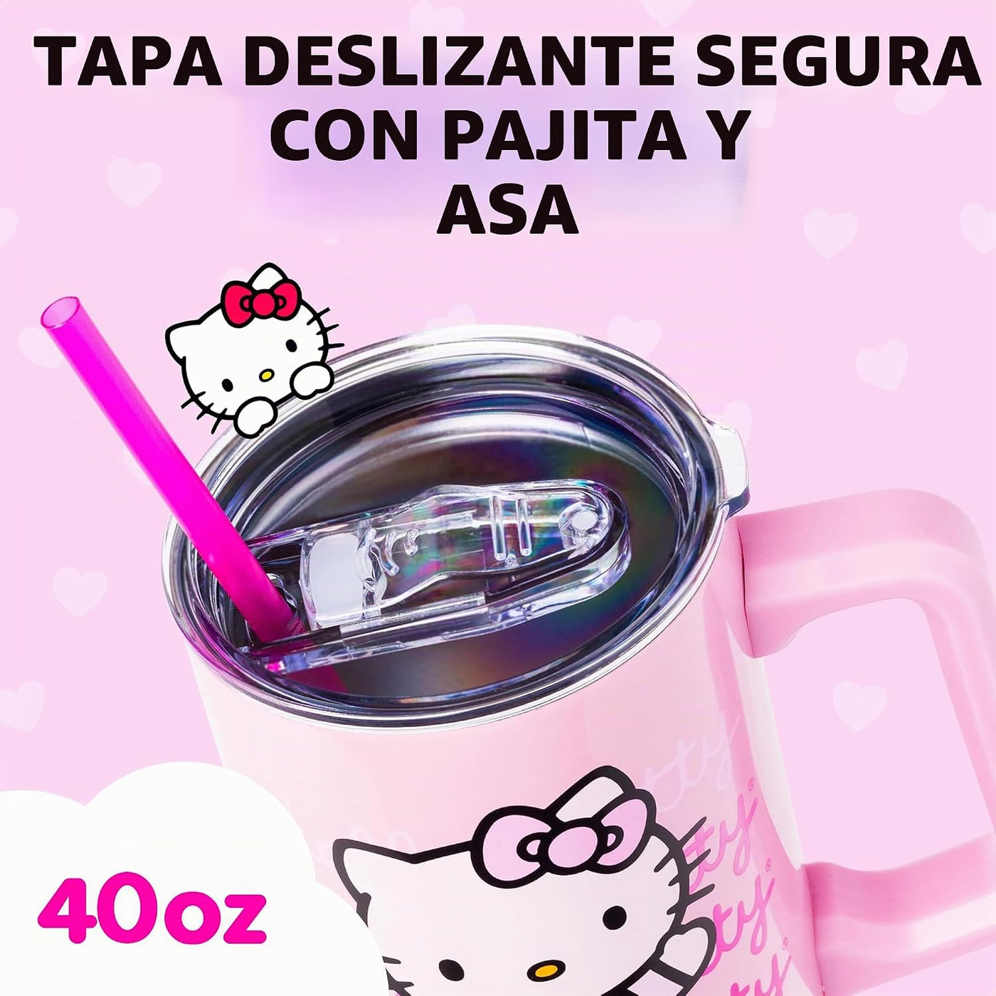 Silver Buffalo - Vaso de acero inoxidable con asa y pajita, cabe en...