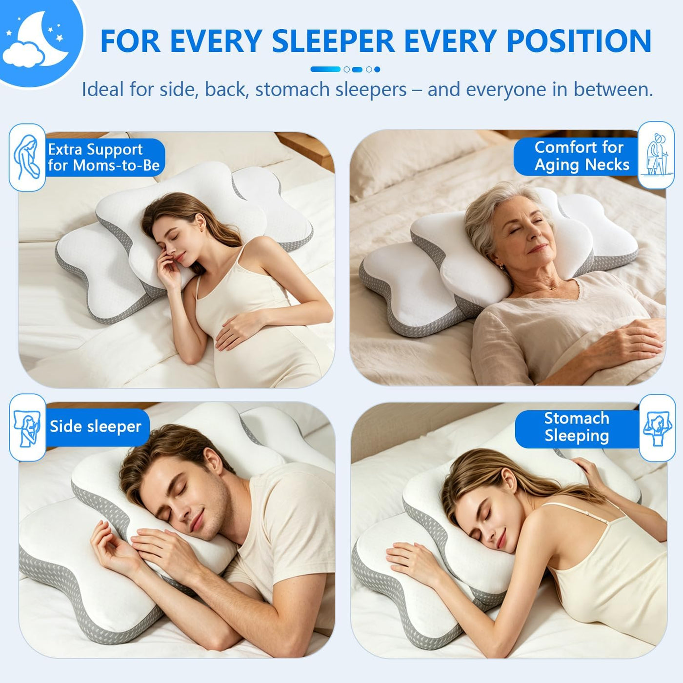 Almohada cervical para aliviar el dolor de cuello y dormir de lado...