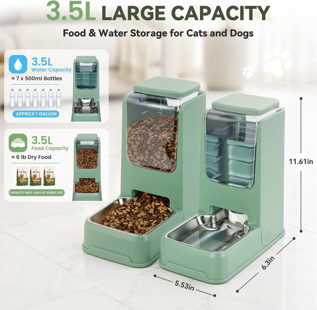 Paquete de 2 alimentadores automáticos para gatos, dispensador de a...
