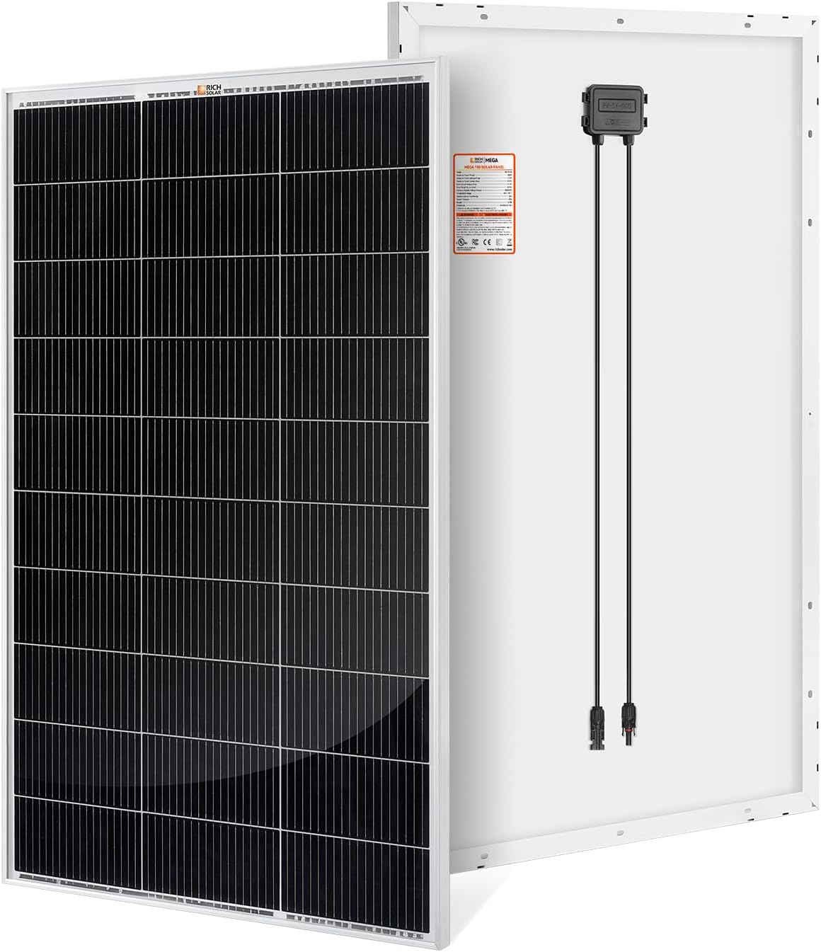 RICH SOLAR Panel solar monocristalino de 150 vatios, 12 voltios, 18...