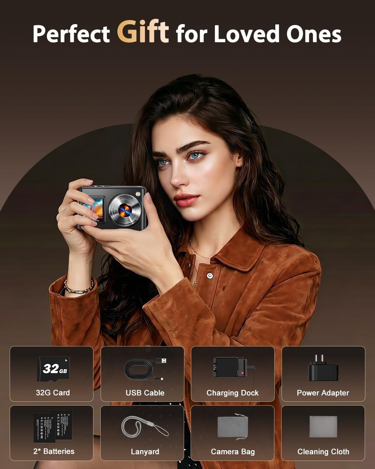 Cámara digital 8K para fotografía Cámara de pantalla dual WiFi de 9...