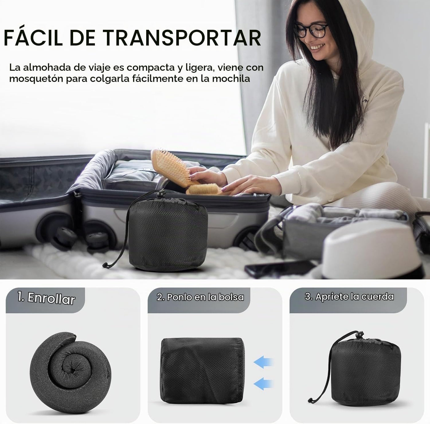 SZXYX Almohadas de viaje \u2013 Almohada de cuello de espuma viscoe...