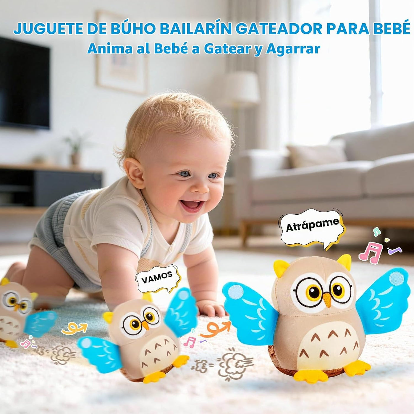 Juguetes para bebés de 6 a 12 a 18 meses, juguete musical de peluch...