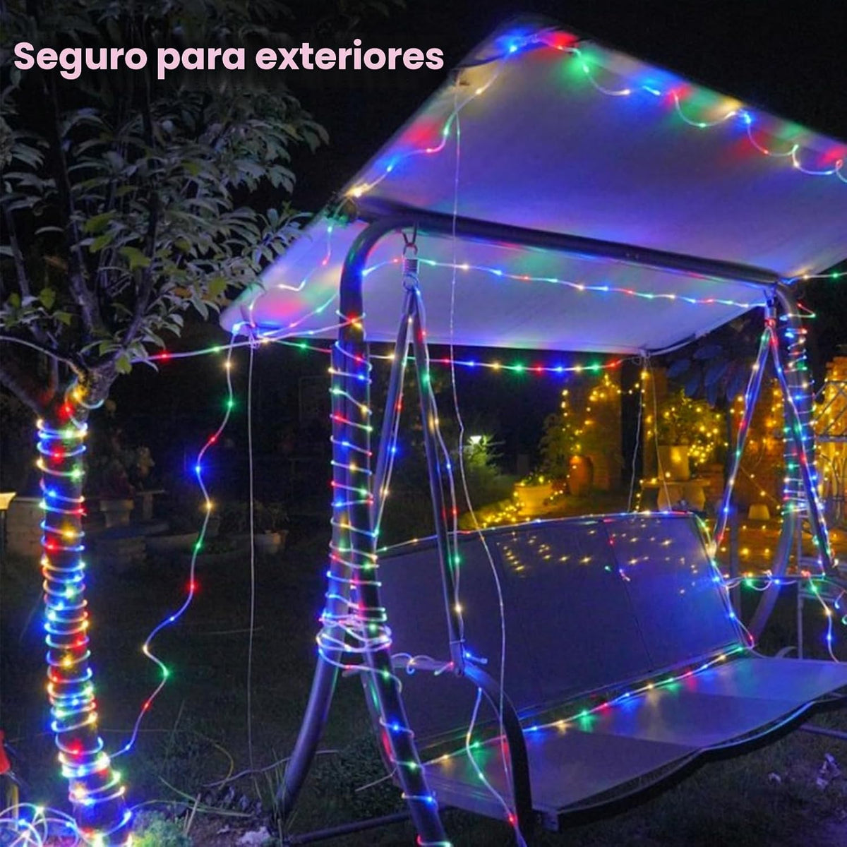 QITONG Cuerda de luces solares para exteriores, 66 pies, 200 luces...