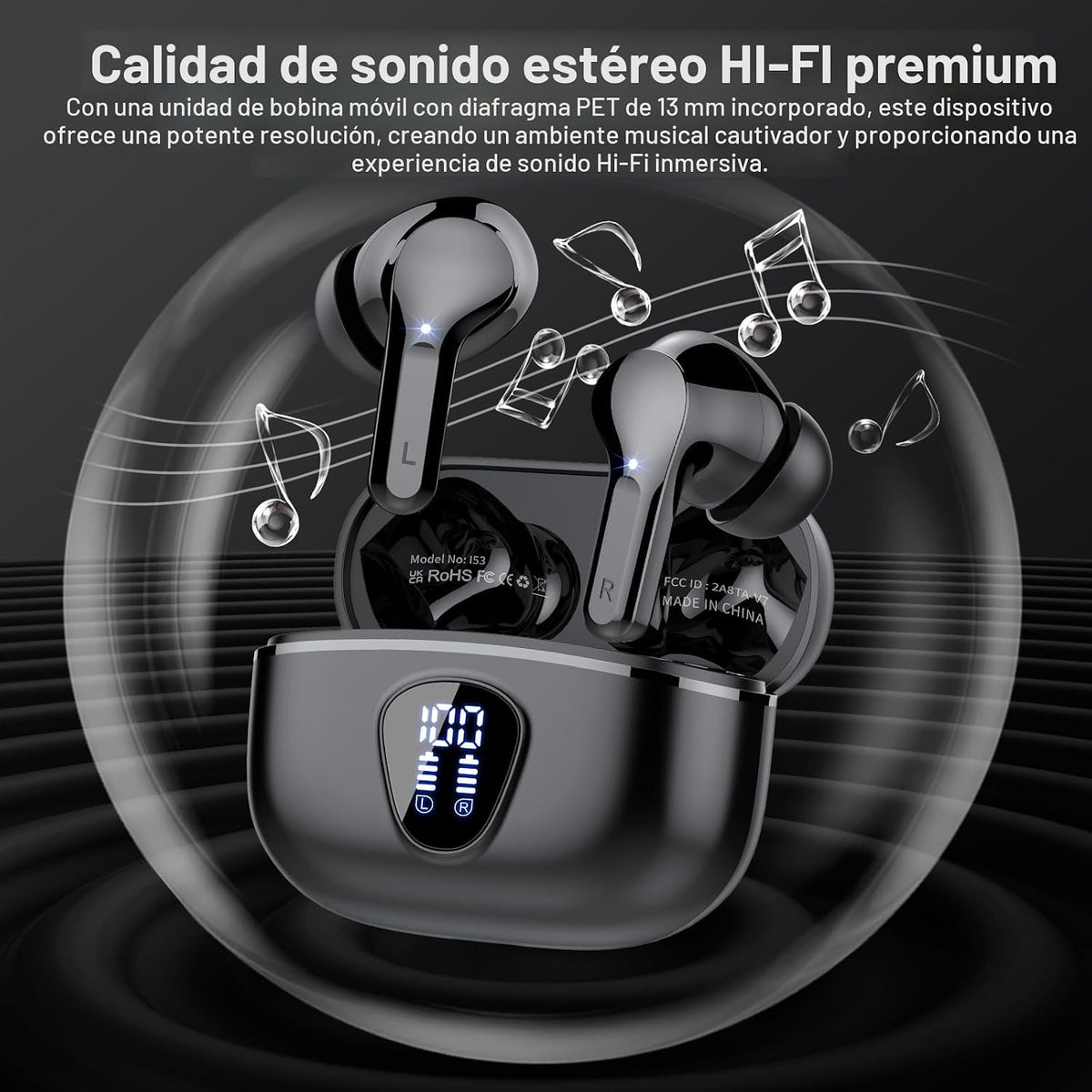 Auriculares inalámbricos, Bluetooth 5.4 Auriculares estéreo de alta...