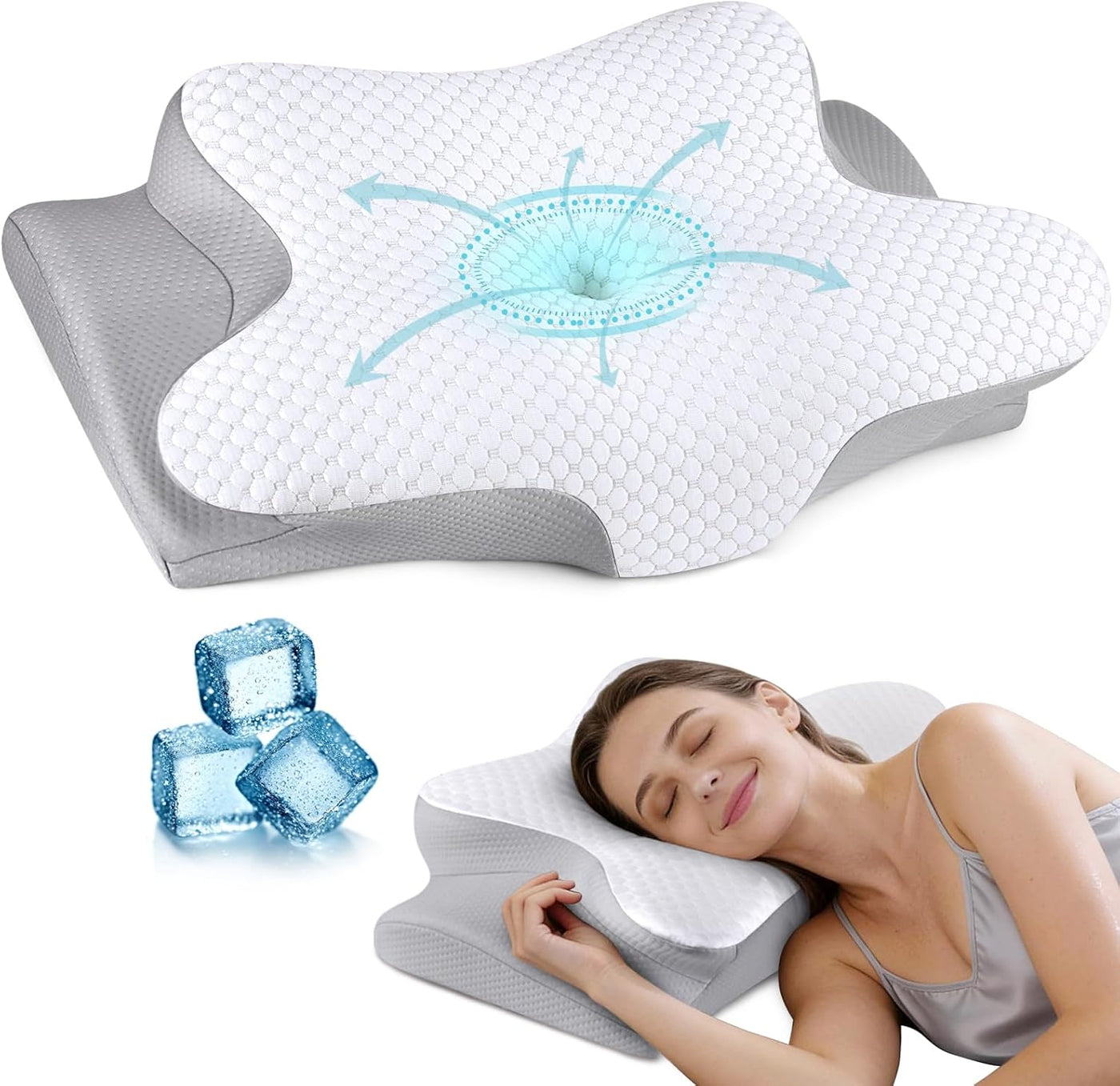 Almohada cervical para el cuello para aliviar el dolor, almohada de...