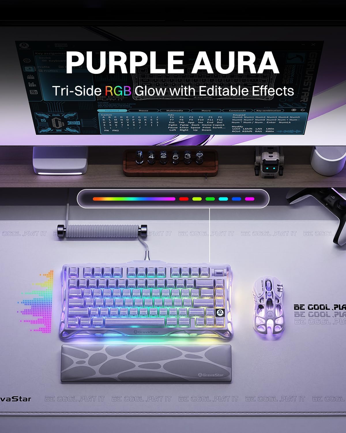 GravaStar Mercury K1 75% teclado mecánico inalámbrico para juegos,...