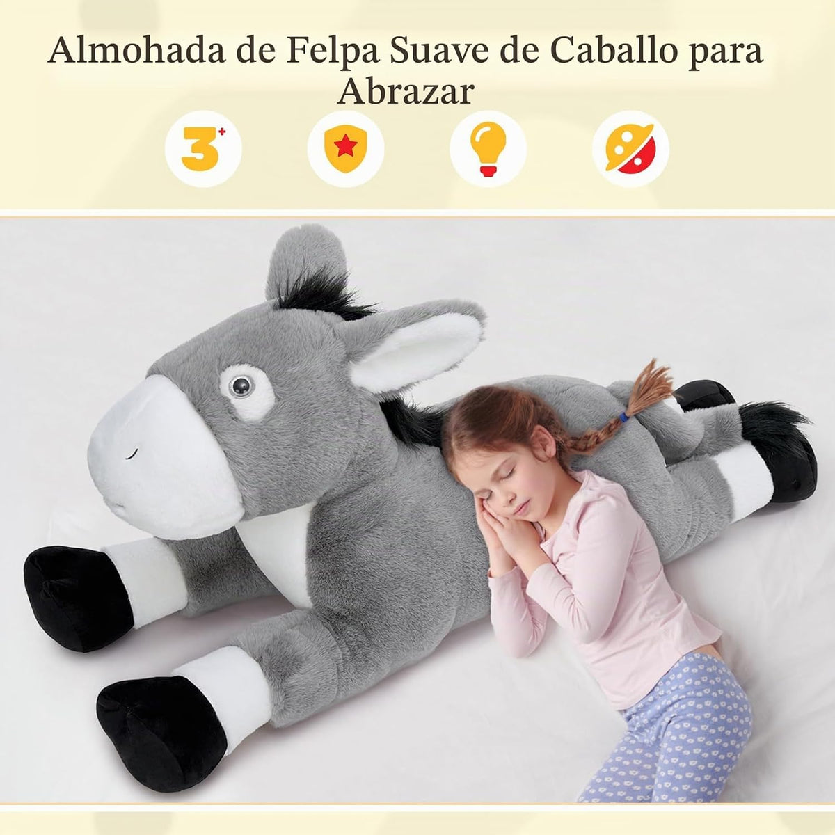 Tezituor Animal de peluche de burro gigante de 43.3 pulgadas, almoh...
