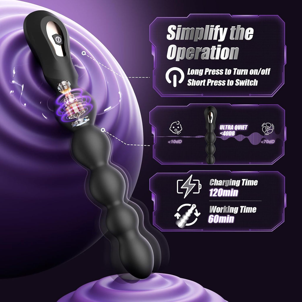 BEISAR - Perlas anales vibradoras de 9.05 pulgadas, vibrador anal d...