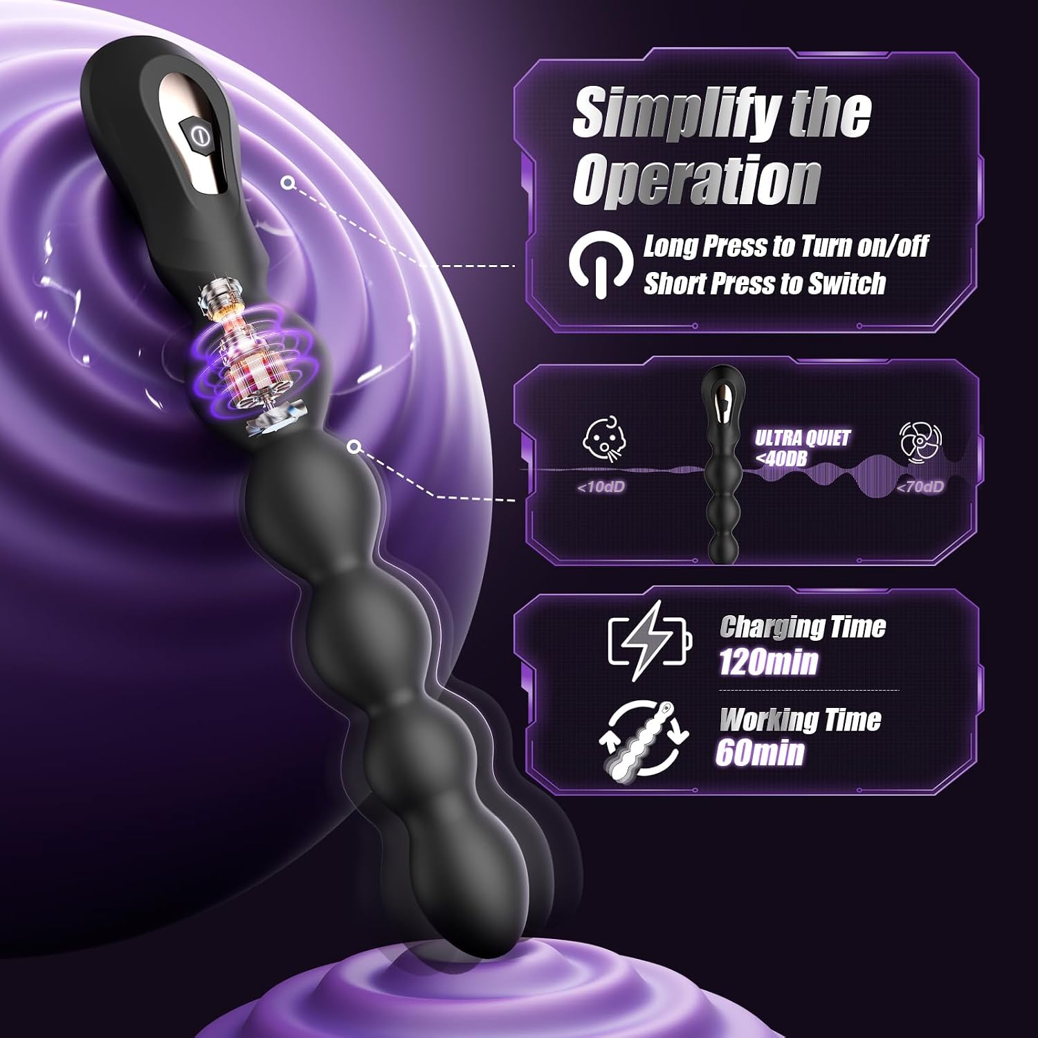 BEISAR - Perlas anales vibradoras de 9.05 pulgadas, vibrador anal d...