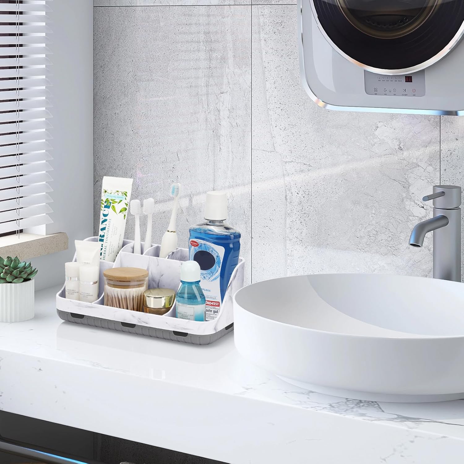 GFWARE Organizador de Encimera de Baño de Mármol - Soporte Desmonta...