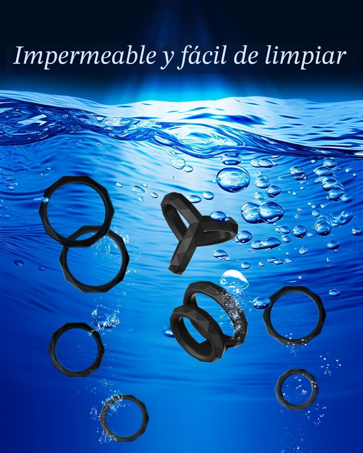 Juguetes sexuales Anillo de pene de silicona Anillos de pene para h...