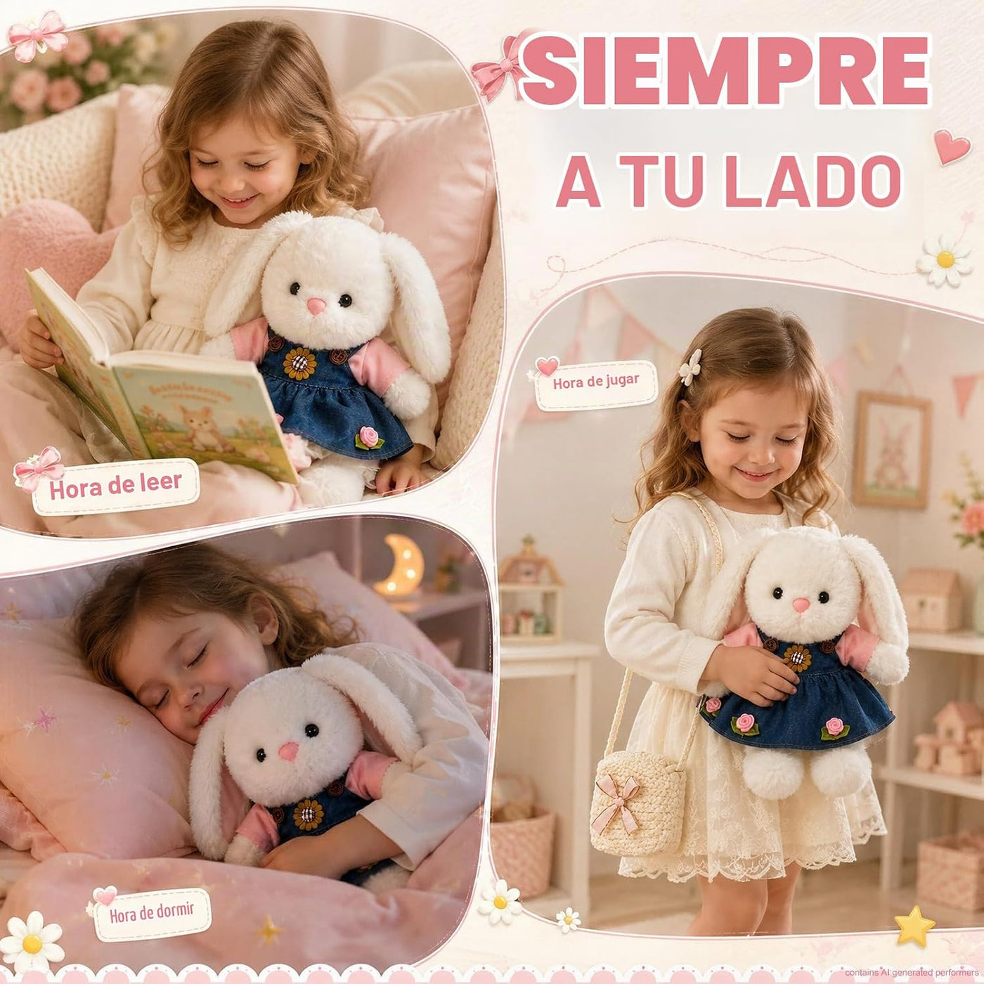 Juego de 8 piezas de peluche de conejo de 7.9 pulgadas para niñas |...