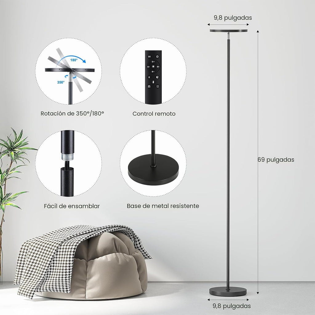 SUNMORY Lámparas de pie para sala de estar, lámpara de pie LED súpe...