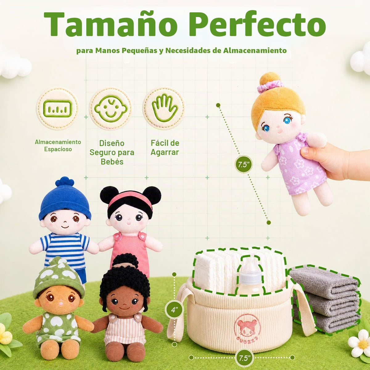 OUOZZZ Muñecas suaves para bebé, juego de 5 muñecas multiculturales...
