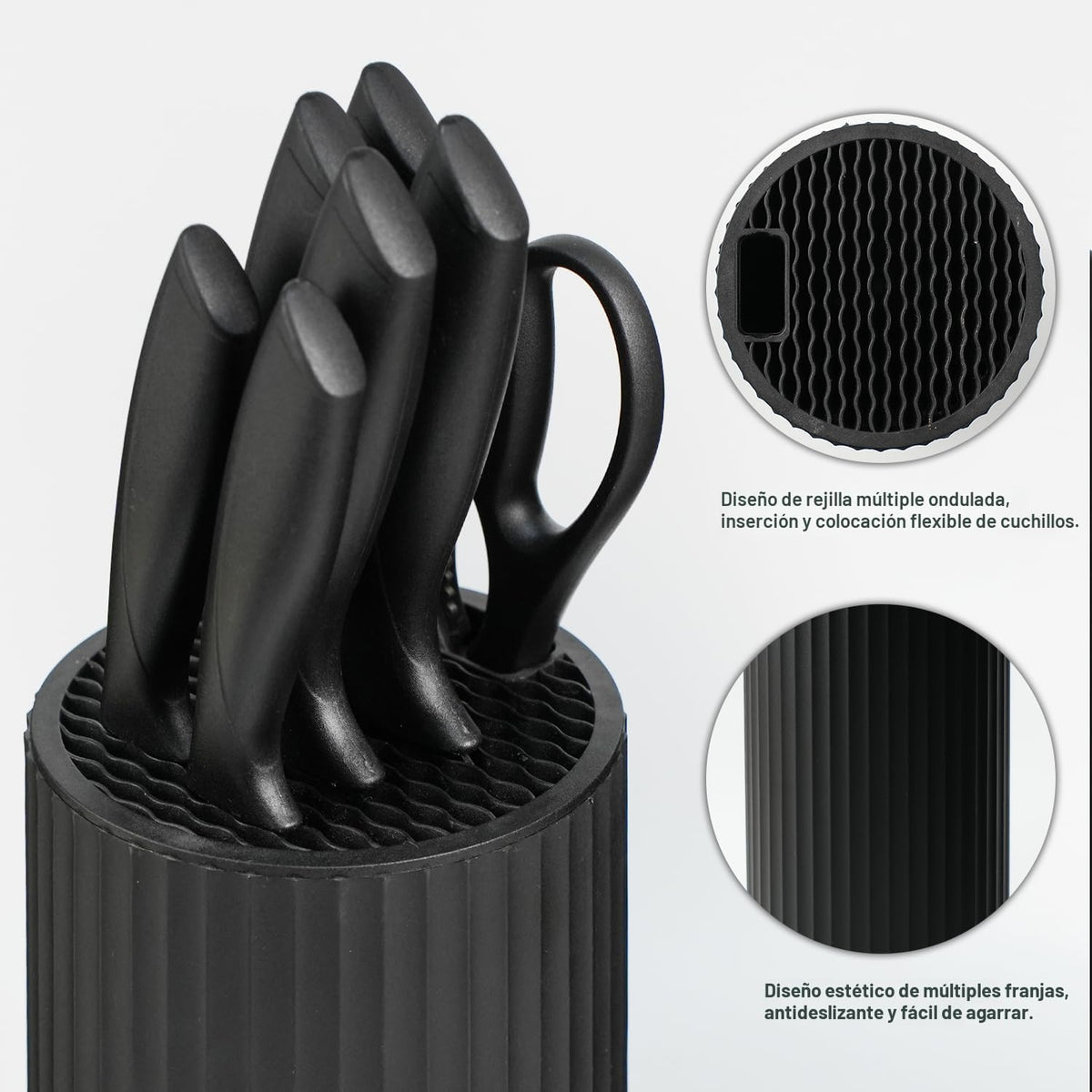 NULAS Juego de cuchillos de cocina de 8 piezas con bloque universal...