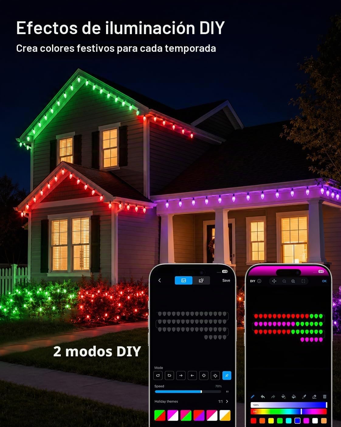 79FT 100LED Smart C9 luces de Navidad al aire libre, luz de cadena...