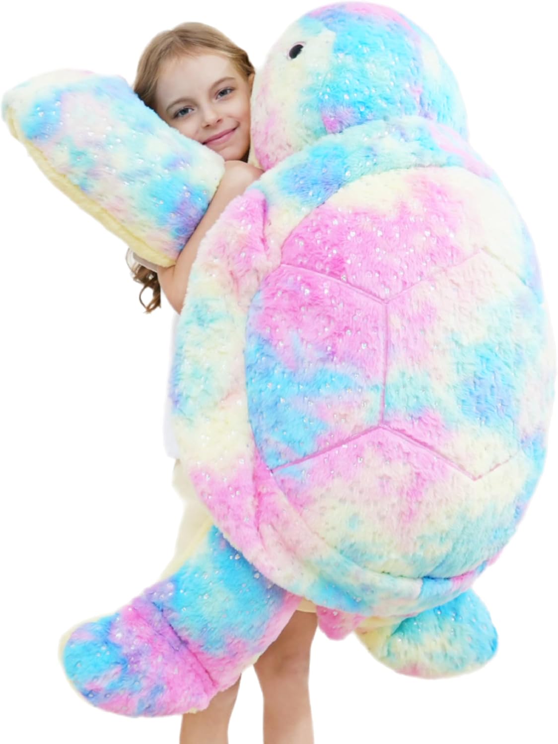 Jrystar Peluche de tortuga marina gigante, almohada de felpa grande...