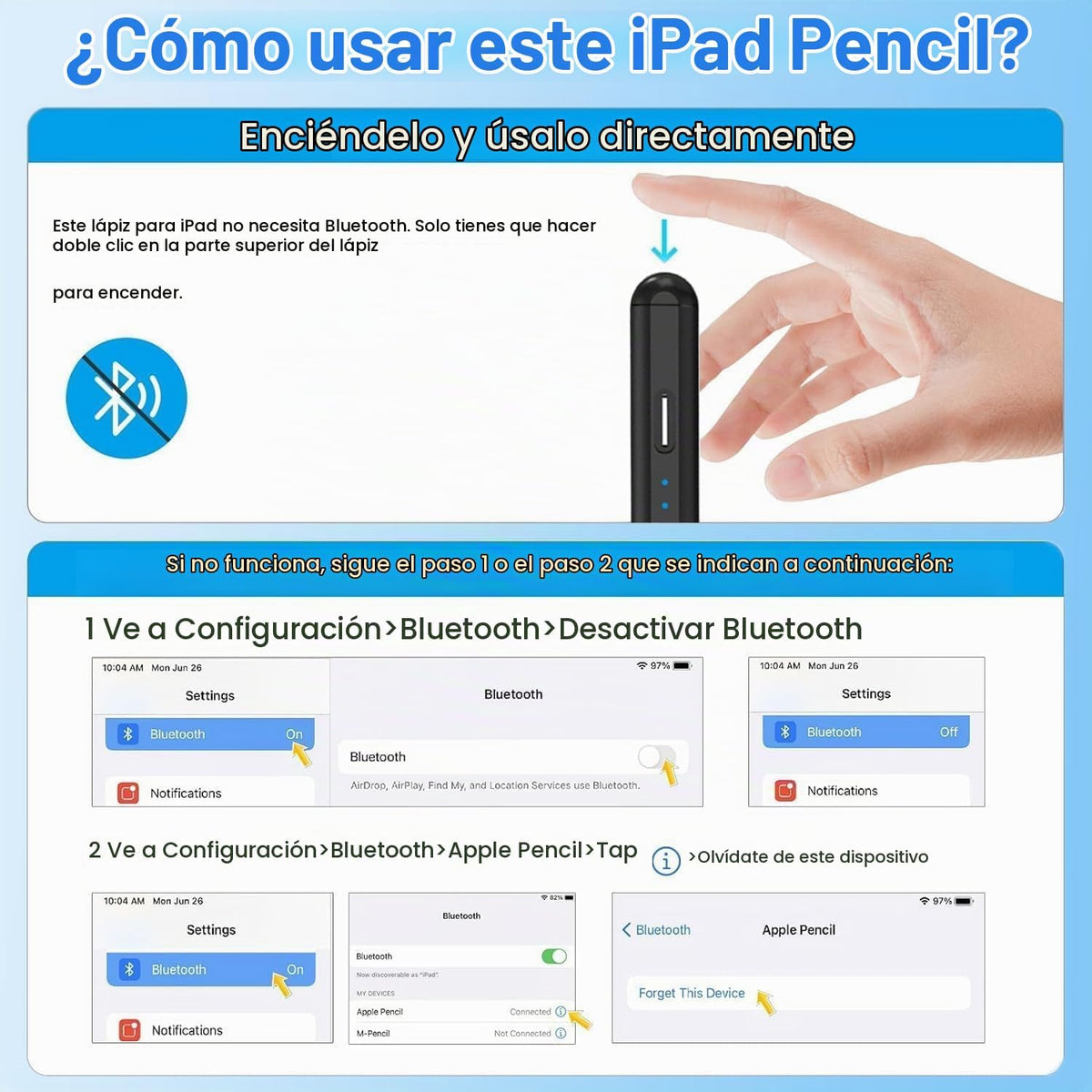 Lápiz óptico para Apple iPad A16\/11th 2026-2018 iPad Pencil A16\/1...