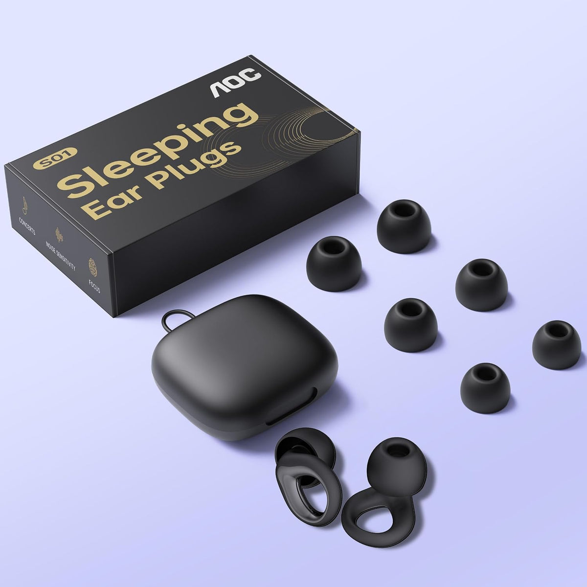 AOC Tapones para los oídos para dormir con enfoque profundo, ronqui...