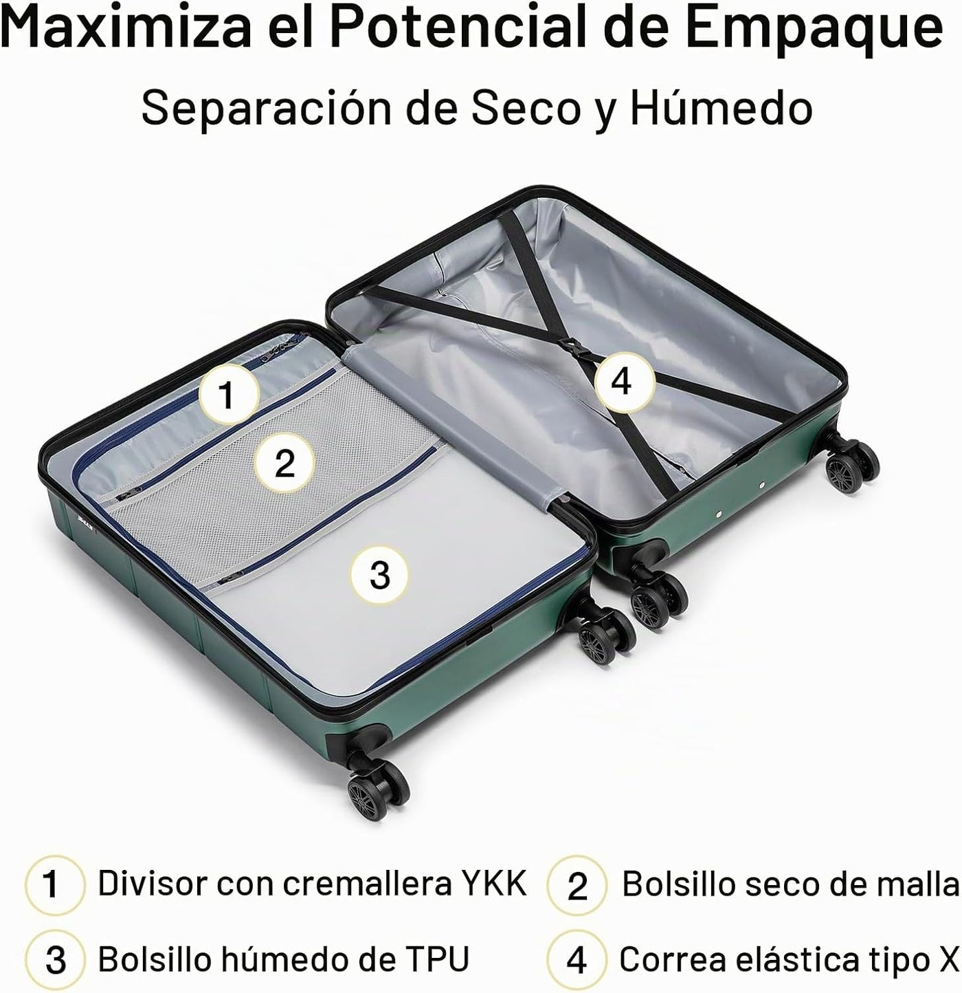 KYME Equipaje de mano de 22 x 14 x 9 aprobado por aerolíneas, malet...