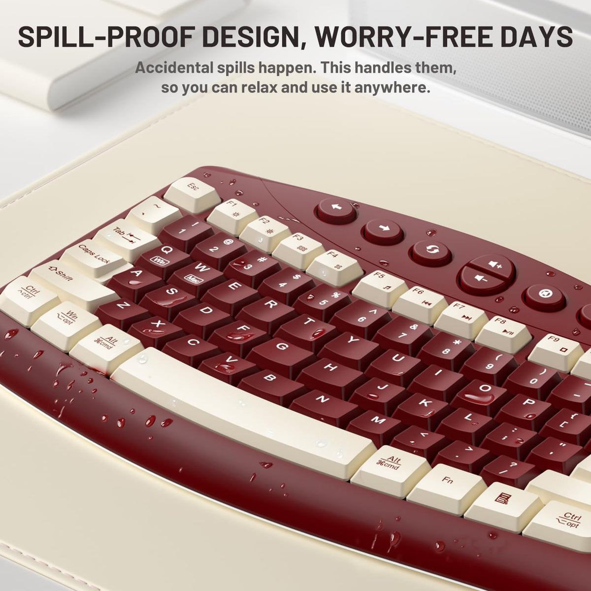 Teclado inalámbrico y ratón Combo silencioso ergonómico diseño curv...