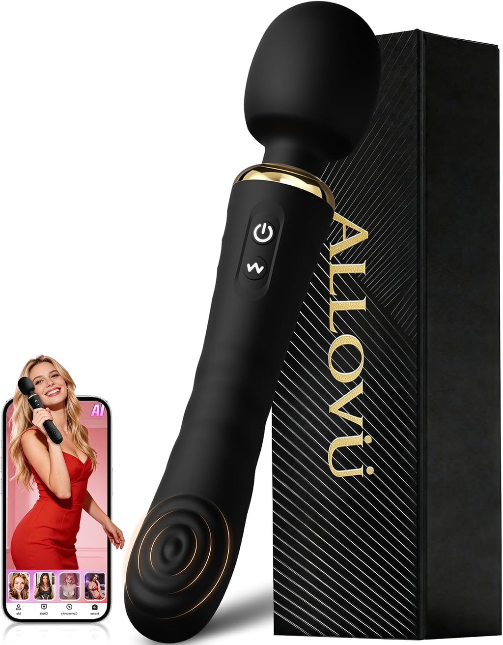 Allovü - Vibrador de varita con vibrador, masajeador de varita para...