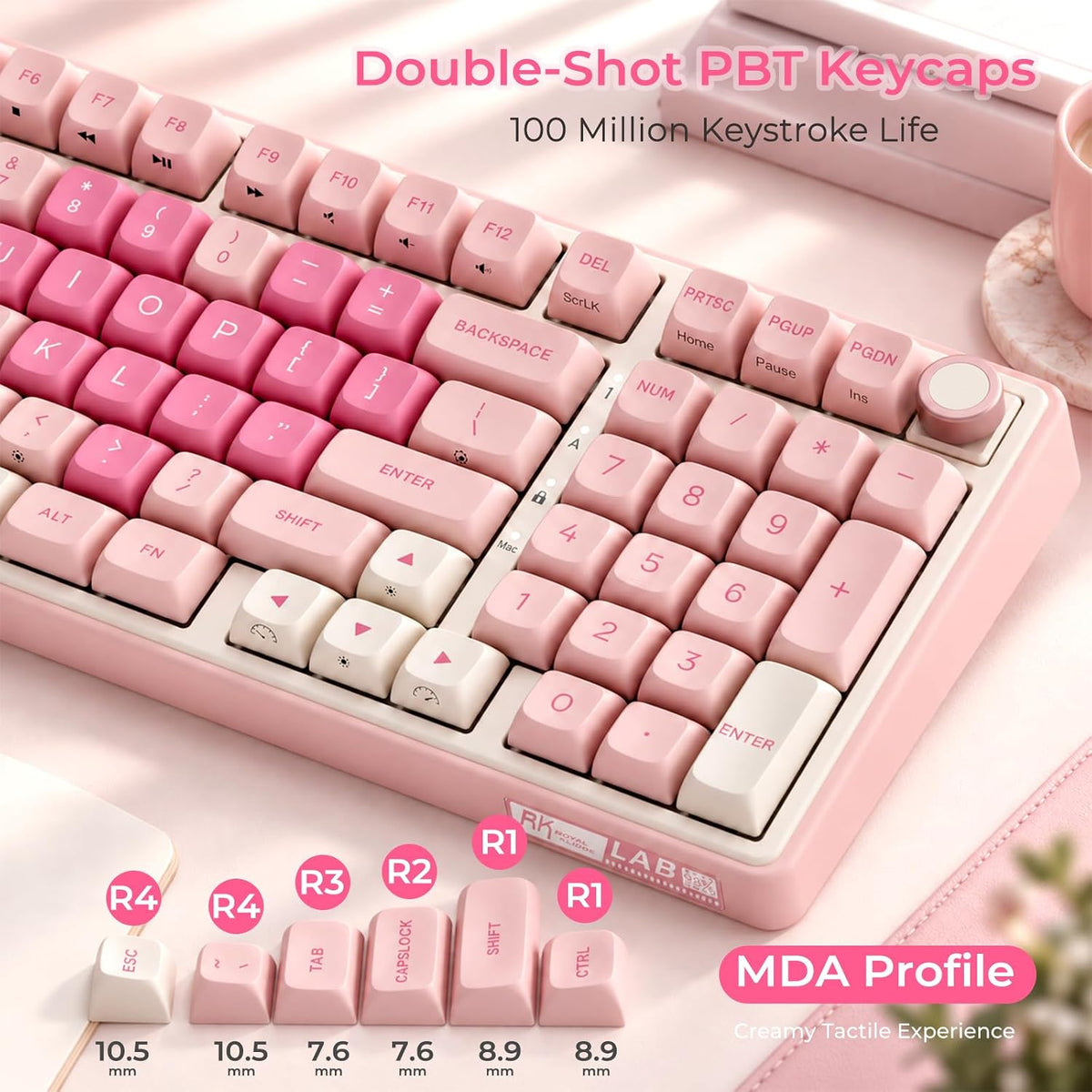 RK ROYAL KLUDGE R98 Pro Teclado mecánico con cable, 96% cremoso tec...
