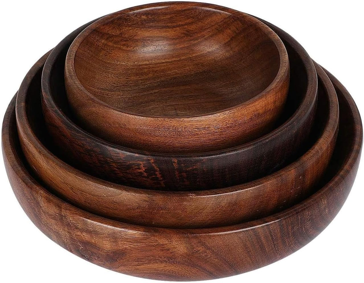 ZYNTIX Juego de cuencos de ensalada de madera, paquete de 4 cuencos...