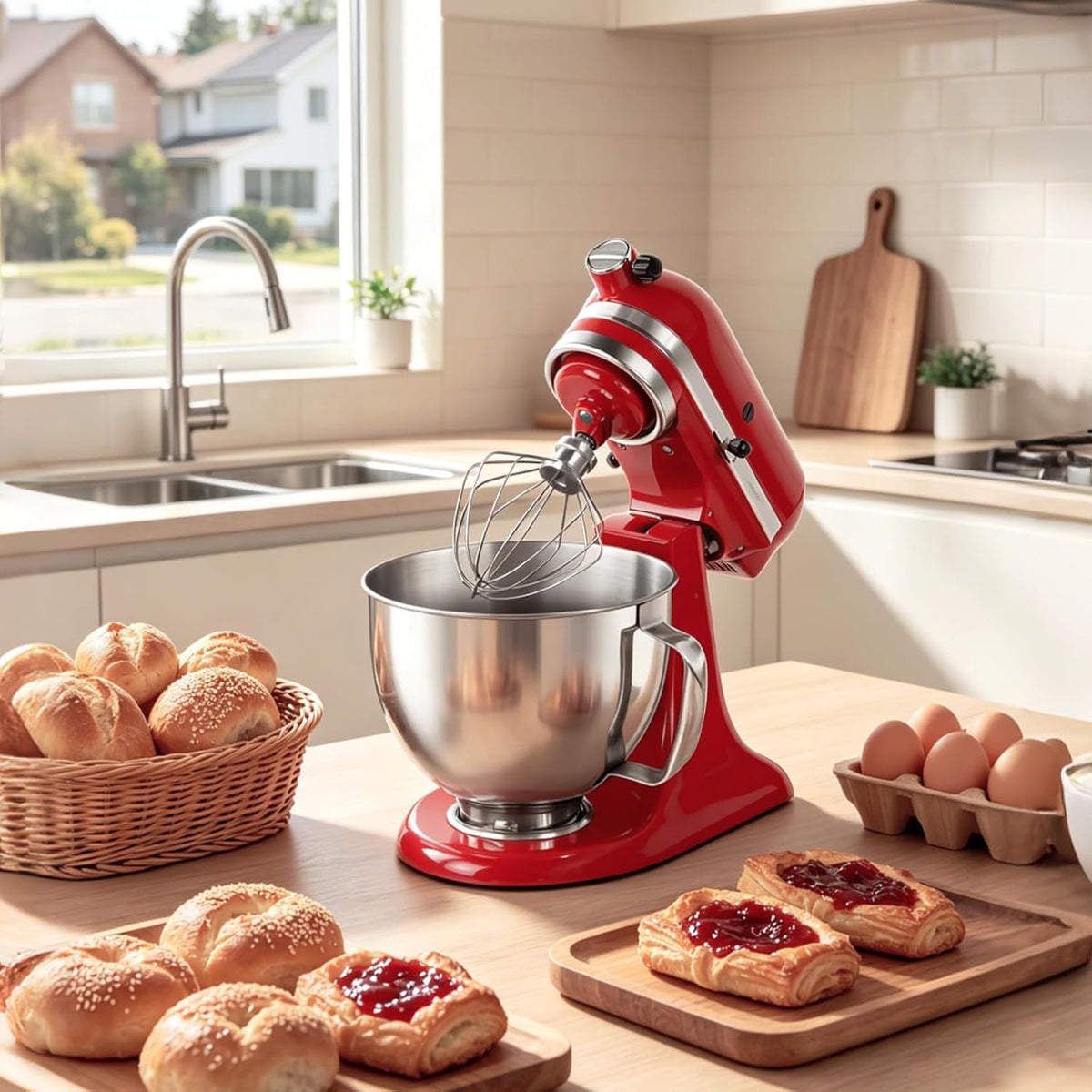 FOKIEE Cuenco de acero inoxidable 5QT para mezclador de soporte de...