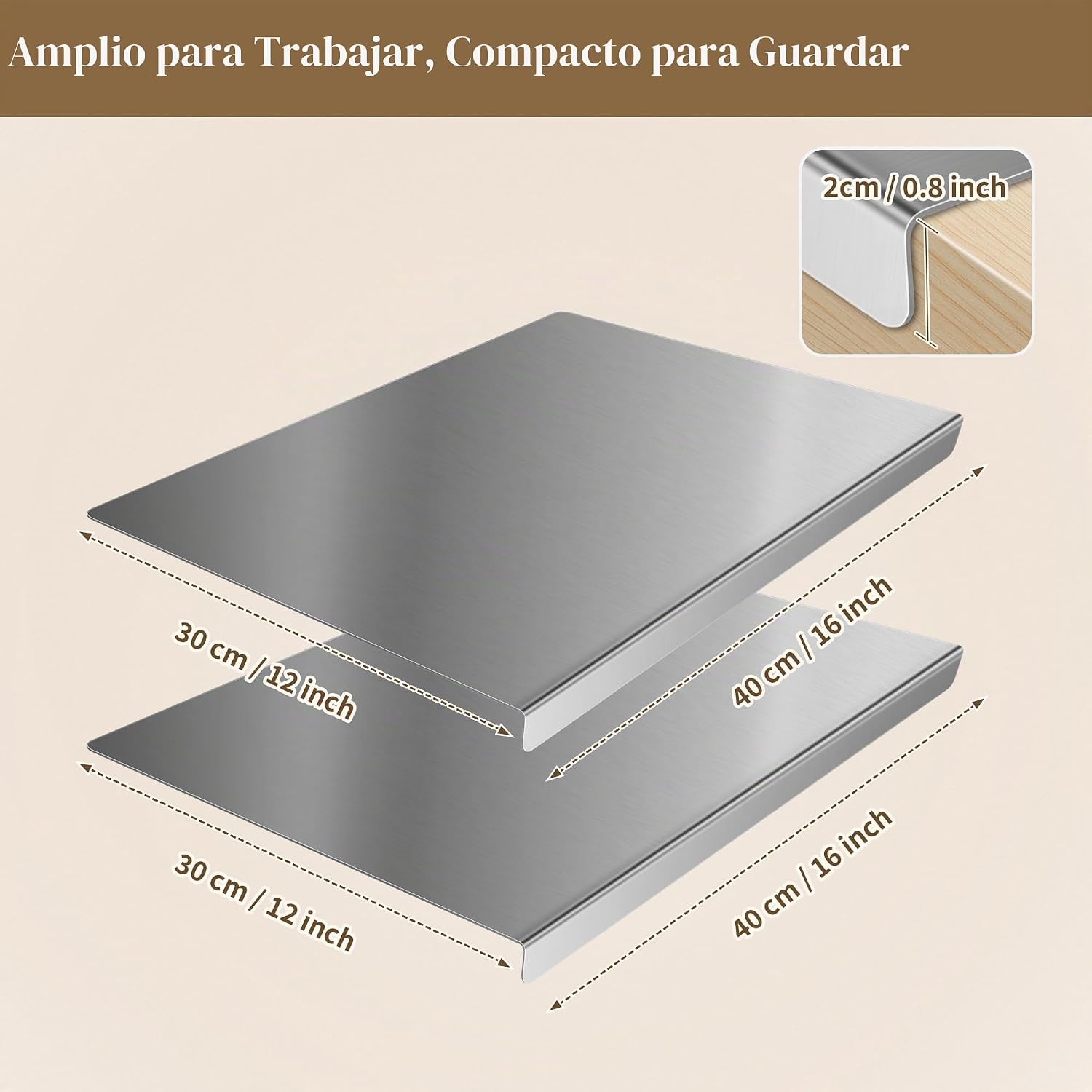 Juego de 2 tablas de cortar de acero inoxidable, juego de 2 tablas...