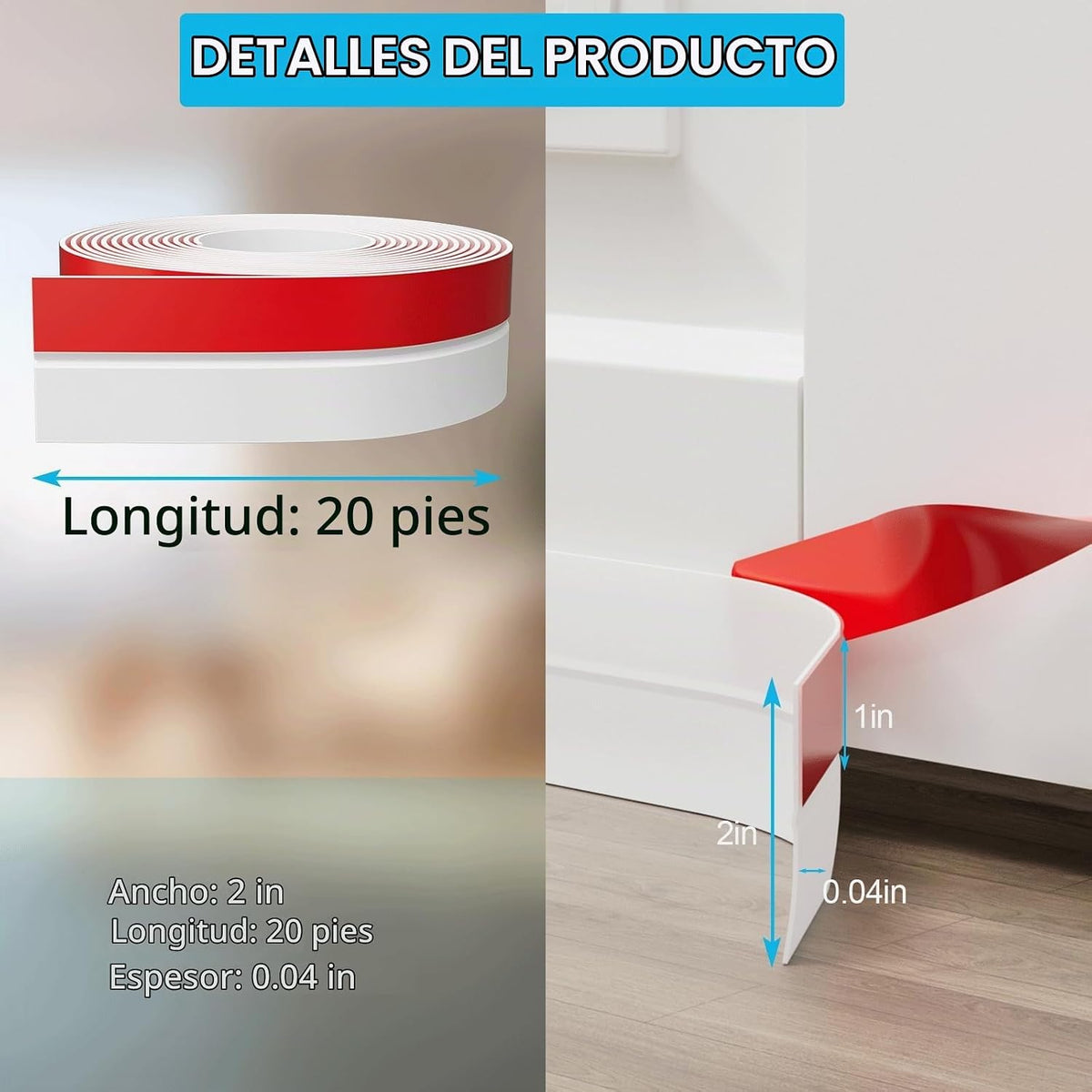 Pluden Tira de sellado para puerta de 2 pulgadas (ancho) x 6.1 metr...