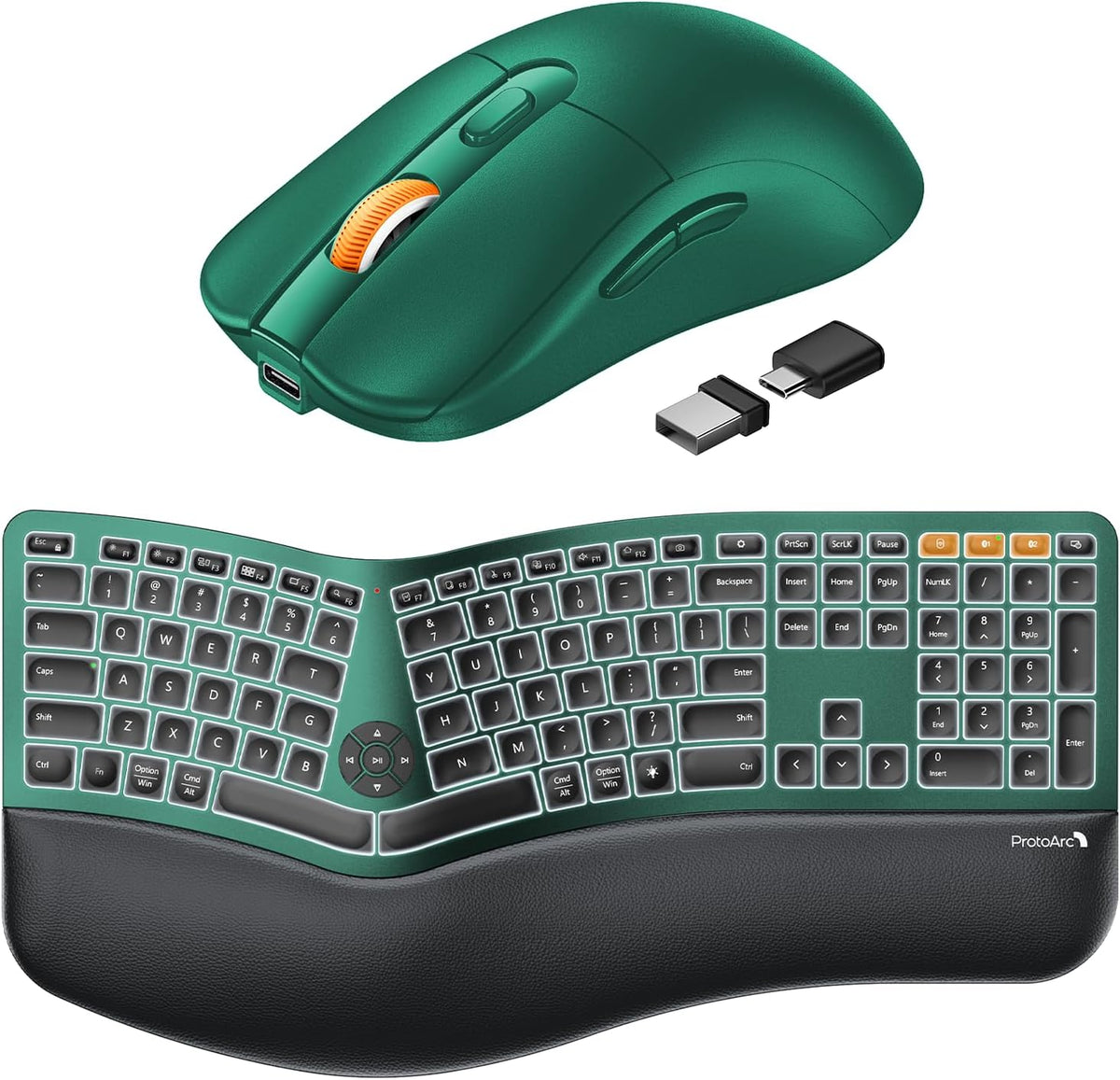 ProtoArc Teclado ergonómico EK01 Plus y ratón inalámbrico Bluetooth...