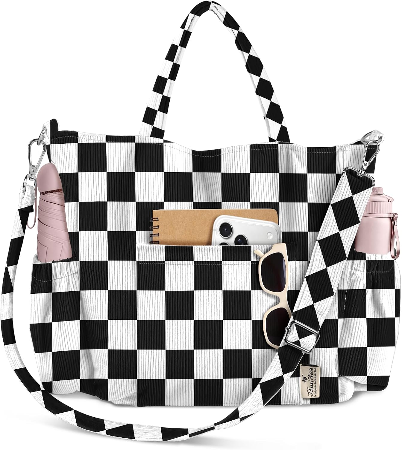 Miss Adola Bolso cruzado de pana para mujer, bolsa grande con múlti...