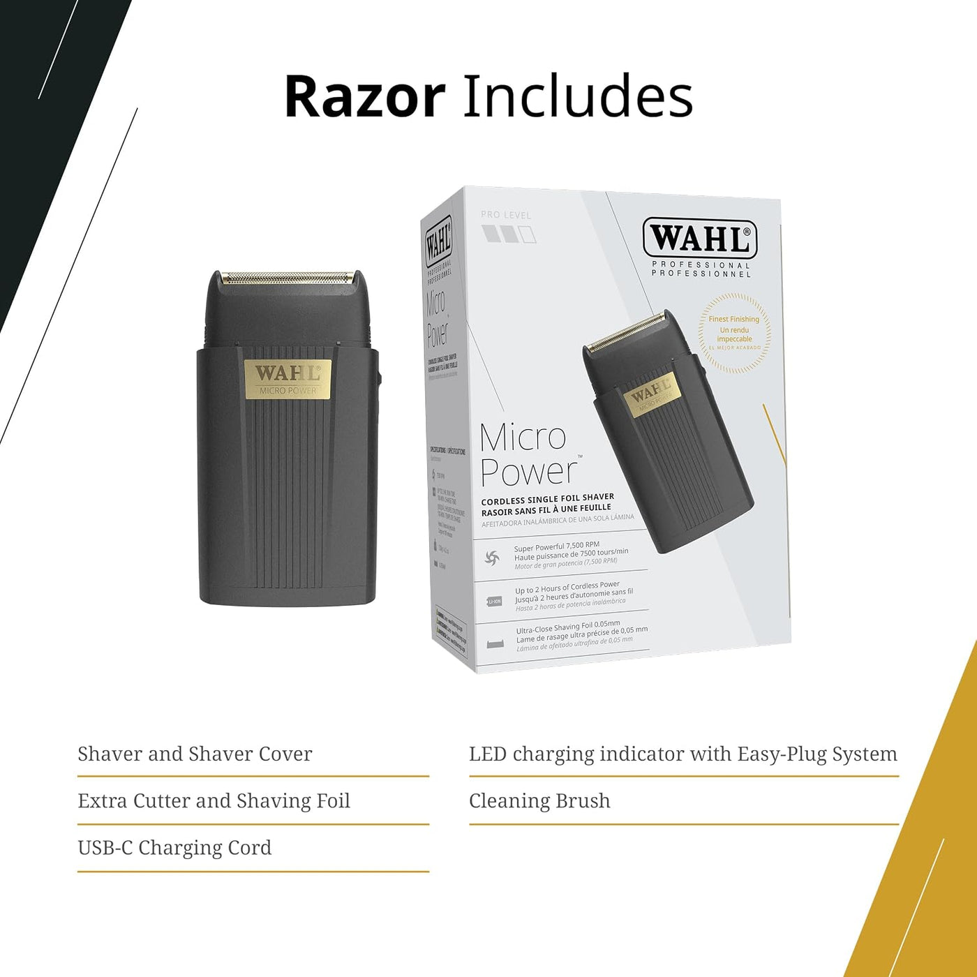 Wahl Professional Micro Power Shaver, lámina de acabado ultra-cerca...