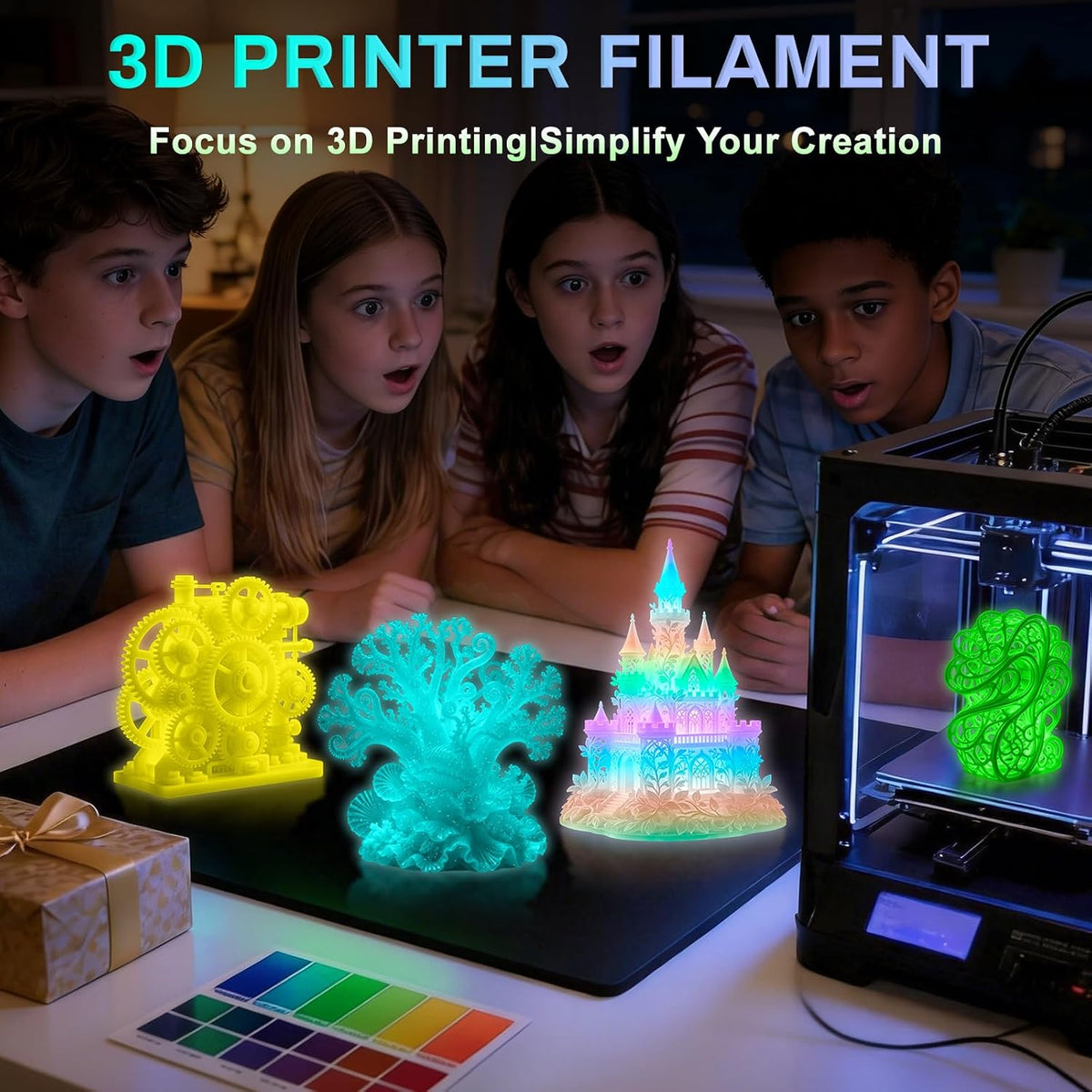Frucindra Filamento PLA+ para impresora 3D, brillo en la oscuridad,...