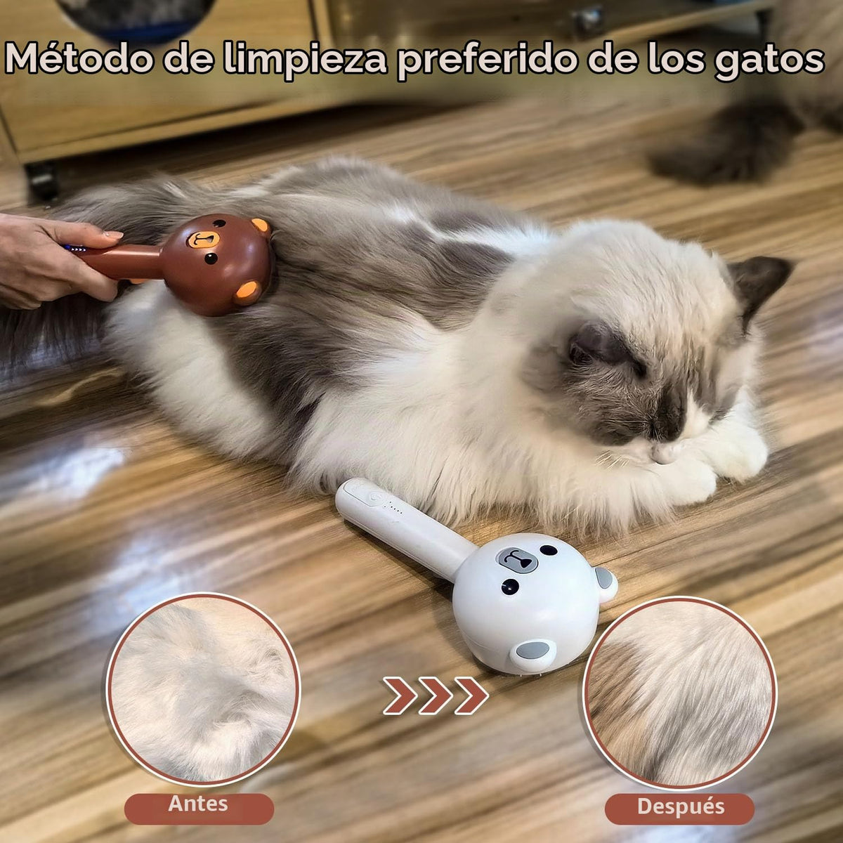 Cepillo de vapor para gatos con 2 niveles de pulverización y botón...