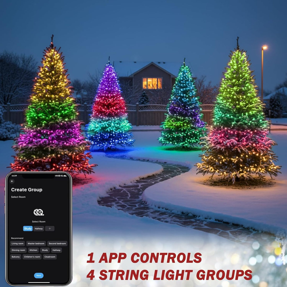 Luces inteligentes para árbol de Navidad, 400 luces LED con control...