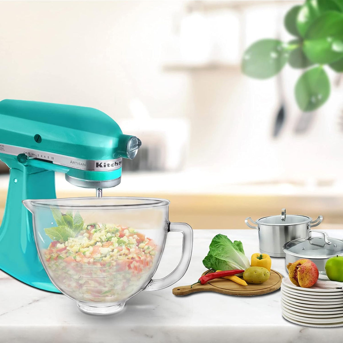 Tazón de vidrio compatible con batidora de pie KITCHENAID, 5 cuarto...