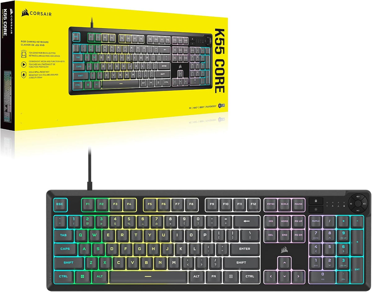 Corsair K55 CORE RGB Teclado de membrana para juegos con cable \u20...