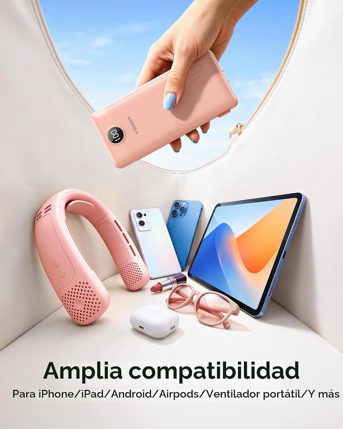 VEGER Cargador portátil para iPhone, Power Bank con cables integrad...