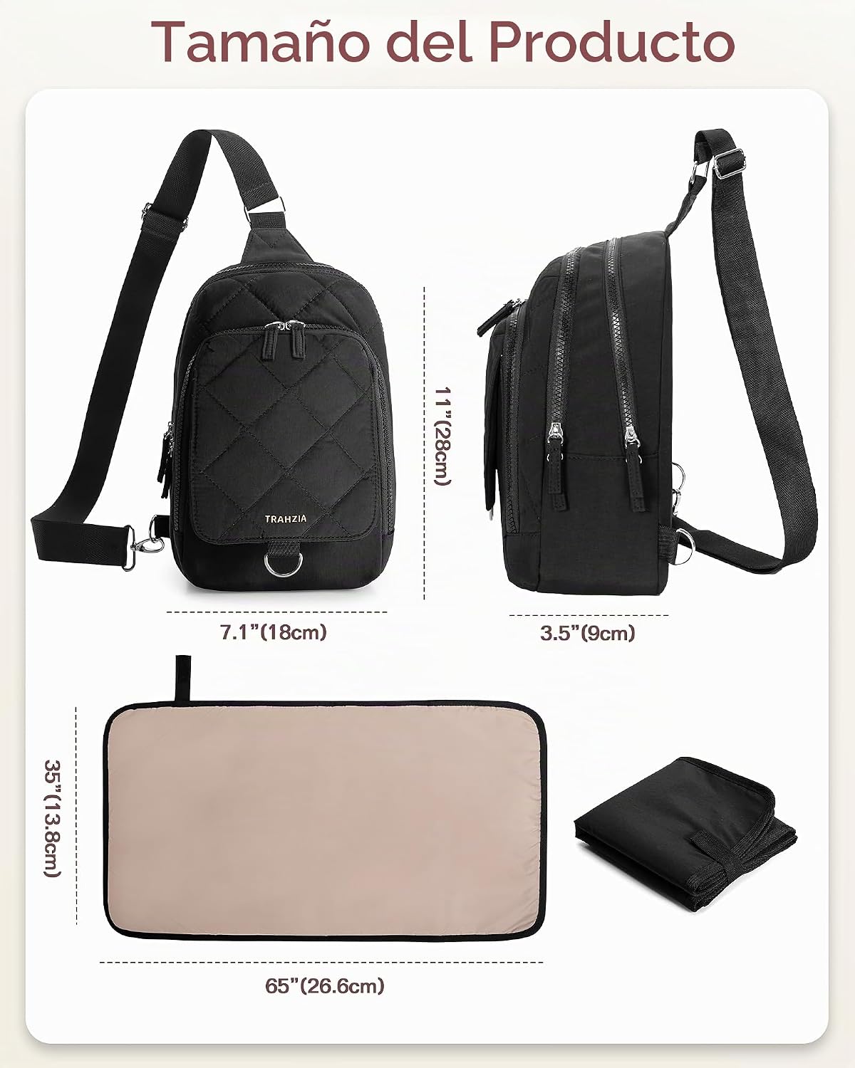 Trahzia Mini bolsa de pañales con cambiador portátil, pequeña bolsa...