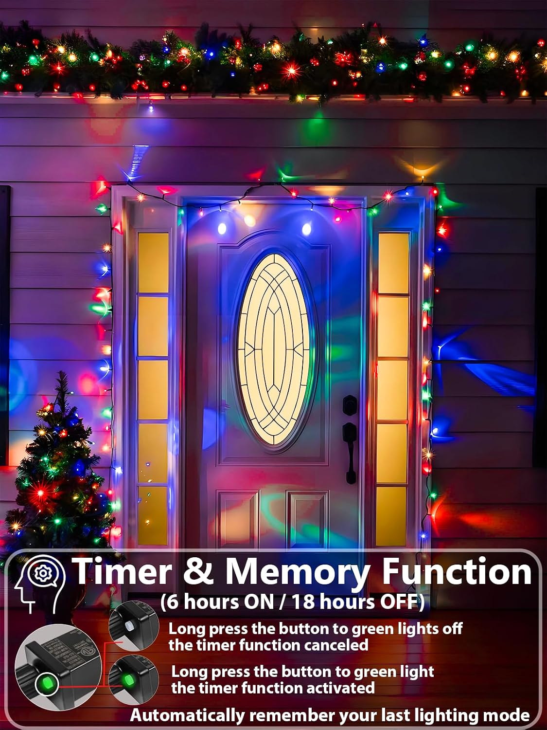 165 pies 500 luces LED de Navidad cadena interior exterior impermea...