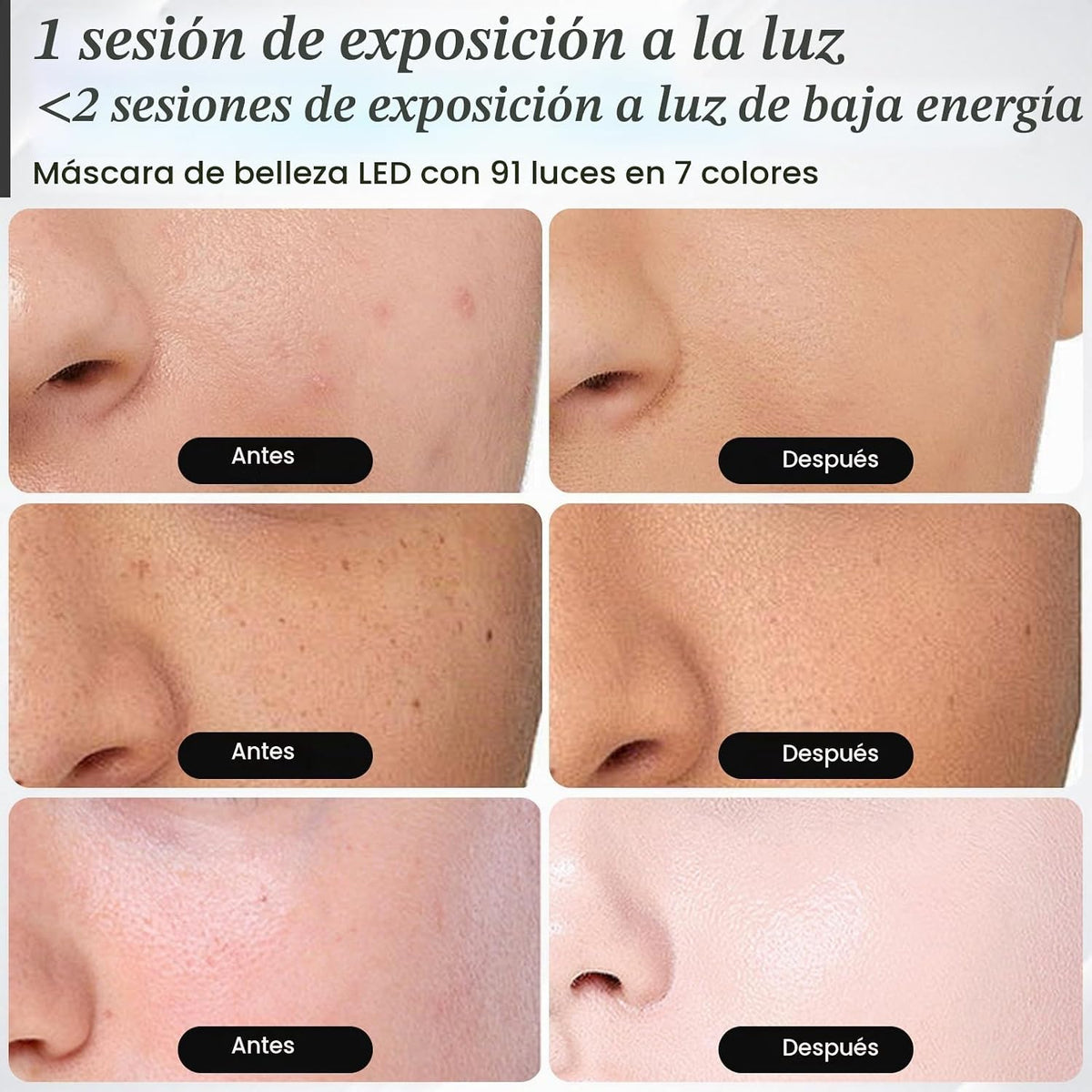 SDKWDH Terapia de luz roja para la cara, máscara de 850nm NIR | Aju...