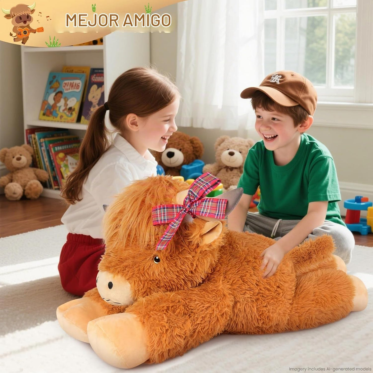 SuzziPals Animales de peluche de vaca gigante de las tierras altas...