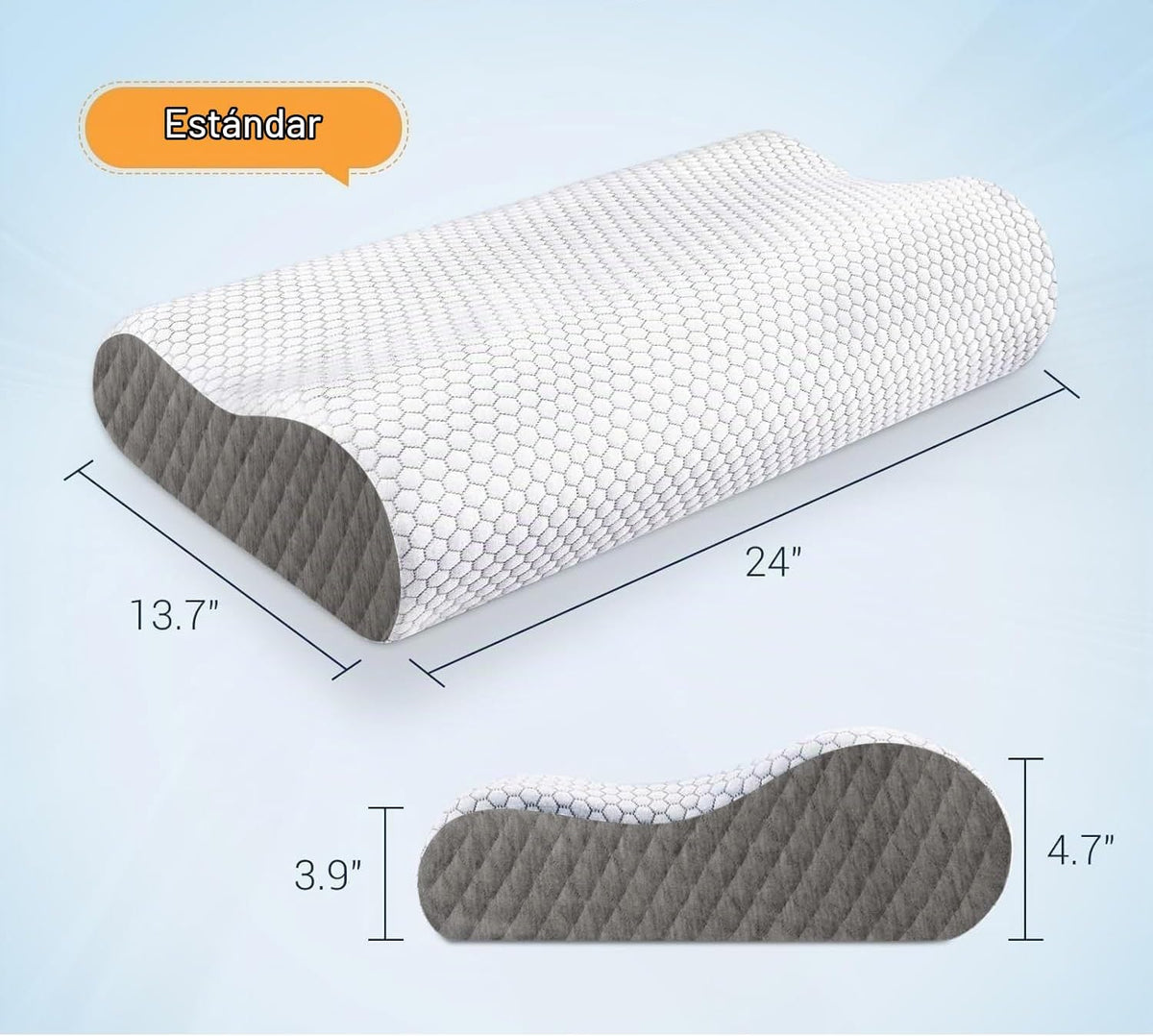 Almohada cervical ergonómica para dormir, tamaño estándar gris | Al...