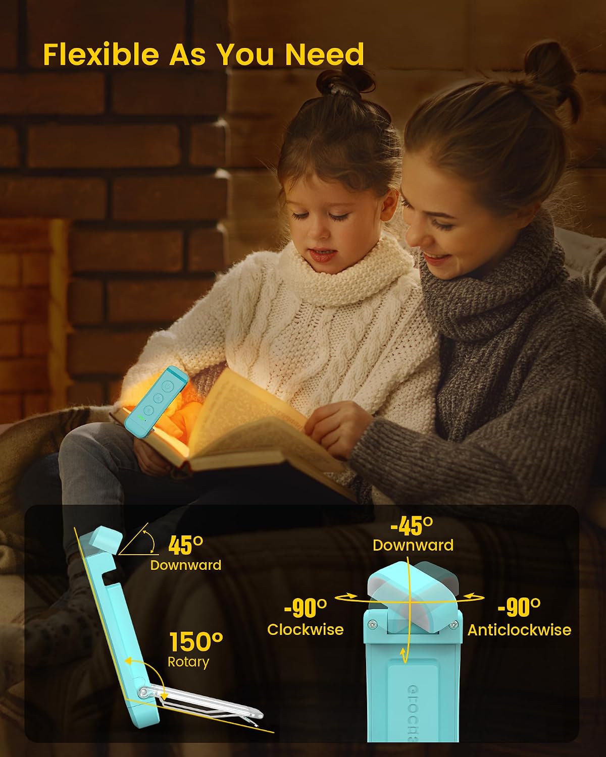 Glocusent Luz de libro recargable USB para leer en la cama, luz de...