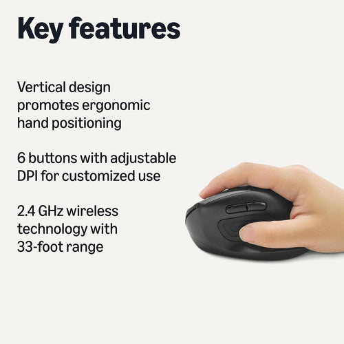 Amazon Basics Ratón inalámbrico vertical de 6 botones para portátil...