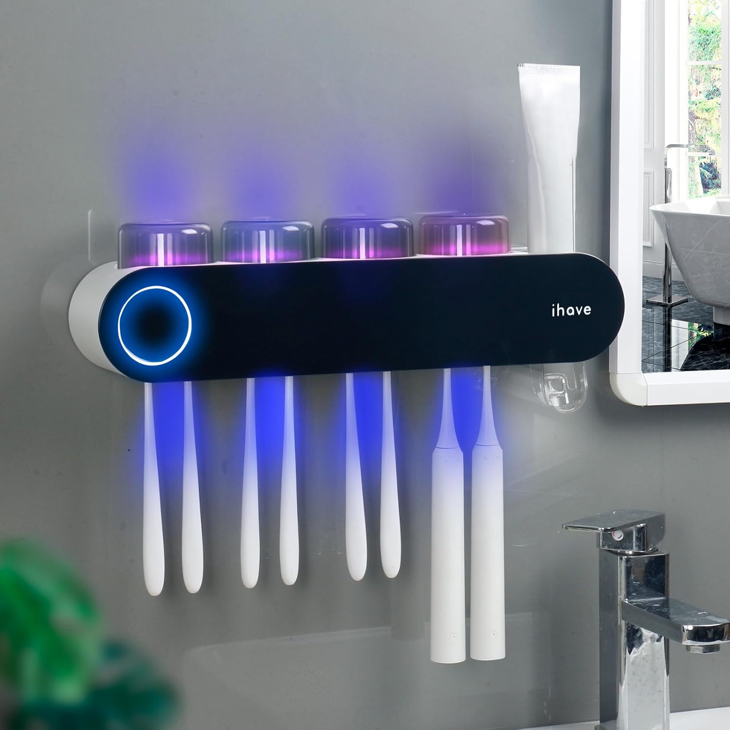 iHave Porta cepillos de dientes para baños, desinfectante y soporte...